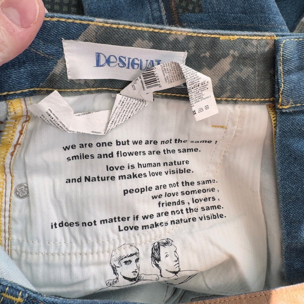 Desigual Patchwork Jeans Denim Camo Accents Unique Design Size‎ 30 - Picture 8 of 10